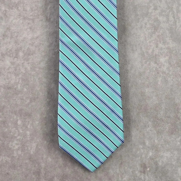 Saddlebred Blue Stripe Repp Geometric 100% Silk Men's Neck Tie - Picture 1 of 6